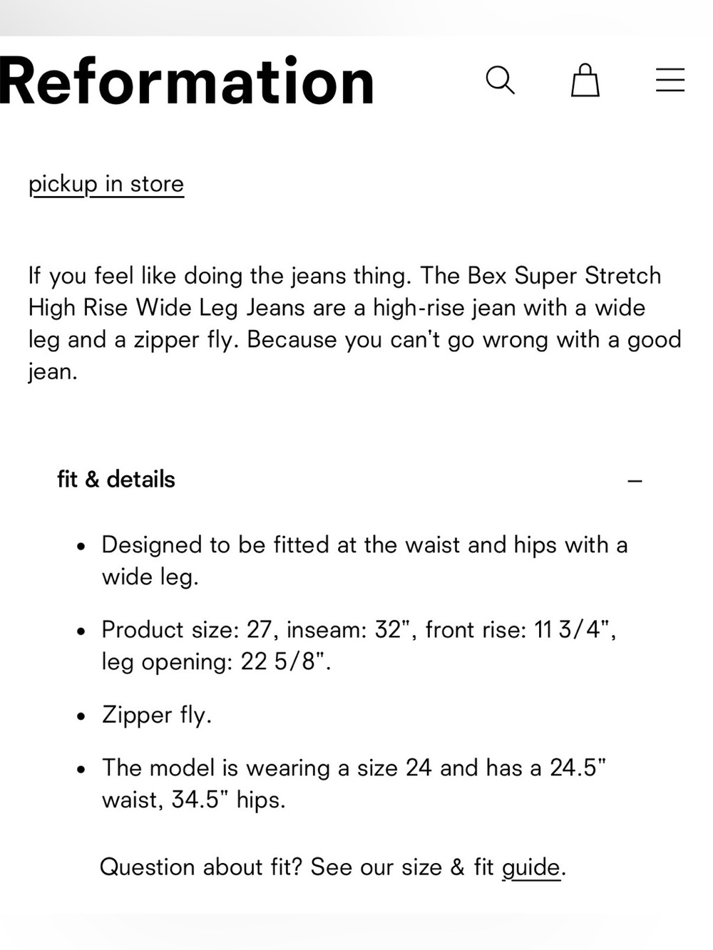 Reformation Bex Super Stretch High Rise Wide Leg Jeans - Picture 9 of 12